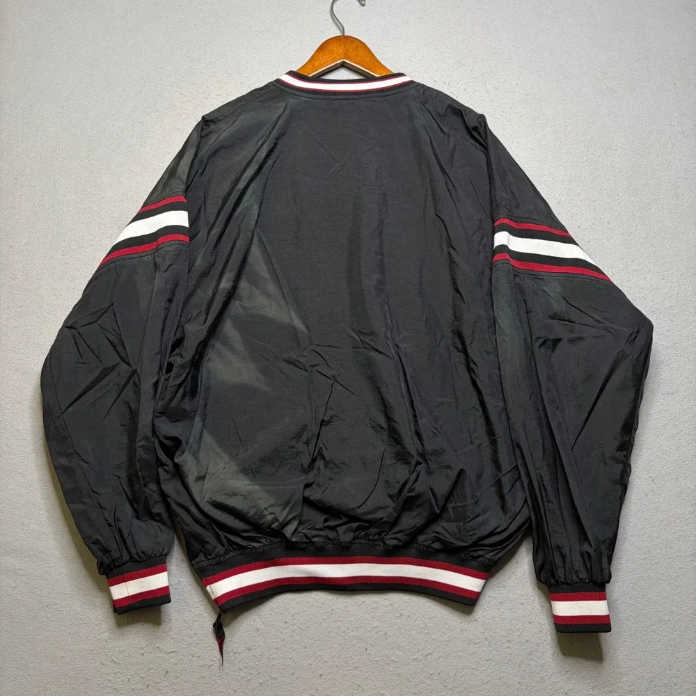 Starter Windbreaker Pullover Mens XL Black Vintage 90s V-Neck Embroidered Logo